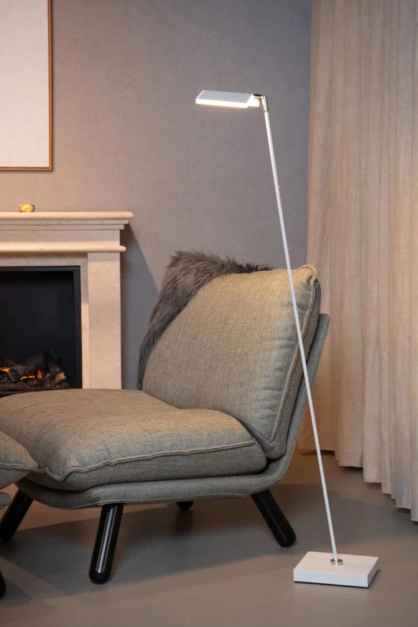 Lucide AARON - Floor reading lamp - LED Dim to warm - 1x12W 2700K/4000K - White - ambiance 1